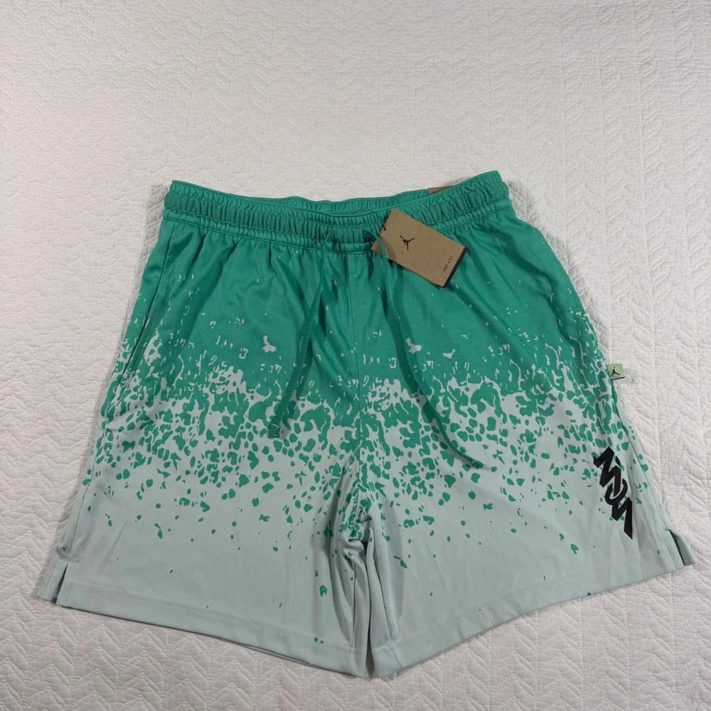 Jordan Dri‎ Fit Mens Athletic Shorts Green Gradient Speckle Logo Size L NWT